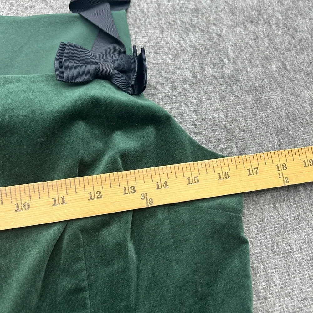 Talbots Green Velvet Dress 6 Dark Academia Coquette Bow Party Skater Christmas - Picture 6 of 11